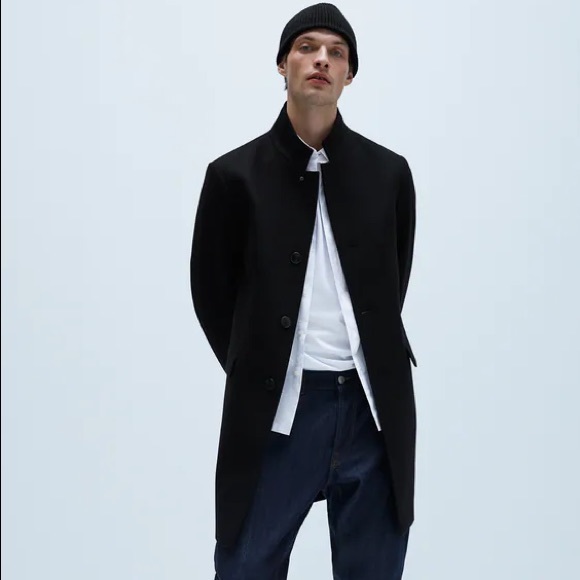 INVERTED LAPEL COLLAR COAT - Picture 1 of 1